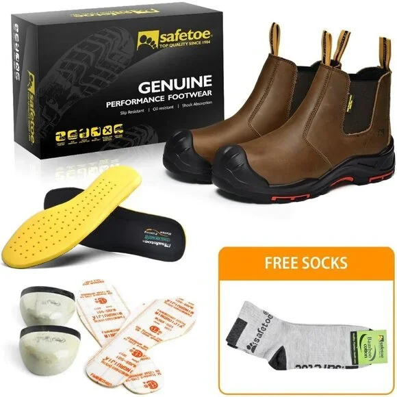 🆕 Men's Chelsea Work Boots Composite Toe Waterproof Leather Slip-On Safety - Picture 6 of 6